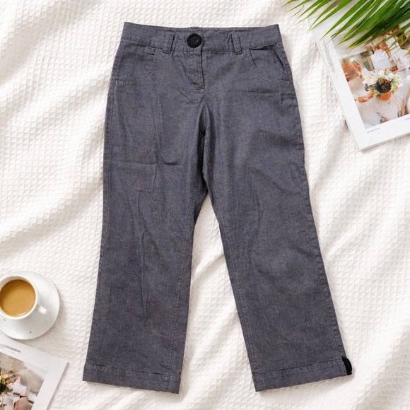 Anthropologie Sitwell grey wide-leg cut cropped mid rise pants - Picture 2 of 12